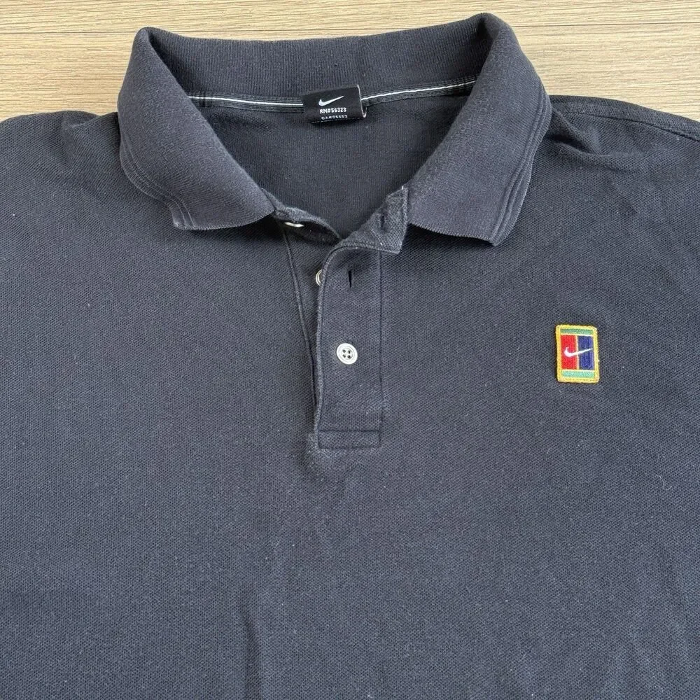Nike Court Heritage Shirt Men Large Polo Tennis Vintage Black Cotton Blend